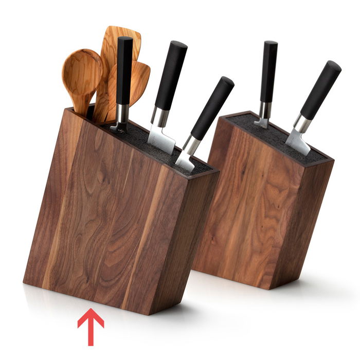 Continenta Bloque Cuchillos Madera de Nogal 31x8x26 cm con Inserto Extraíble y Compartimento para Utensilios